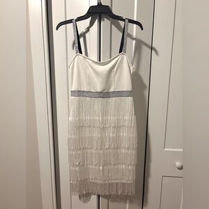 Retro Flapper-style White Fringe Dress